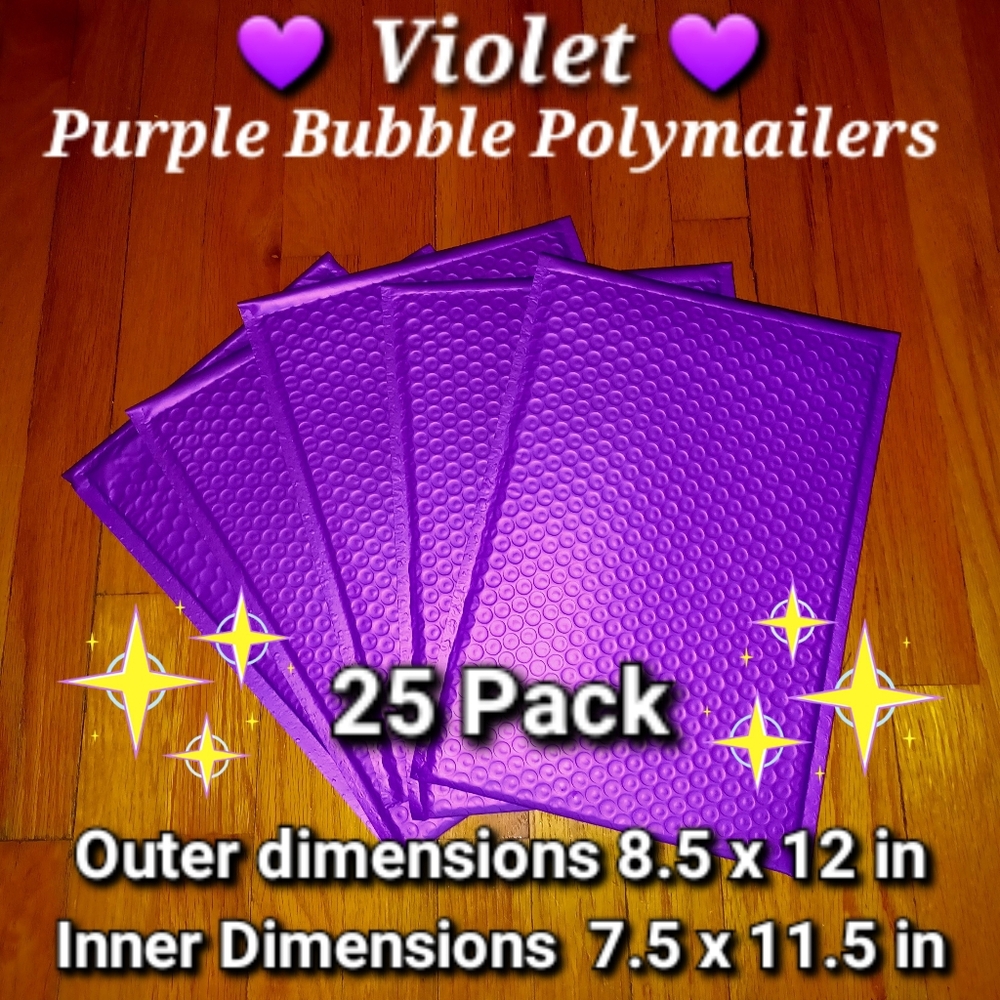 Violet Purple Bubble Polymailers - 25 Pack